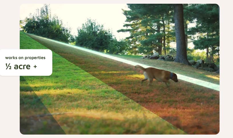 Illustration of SpotOn GPS Fence working on a property with a dog