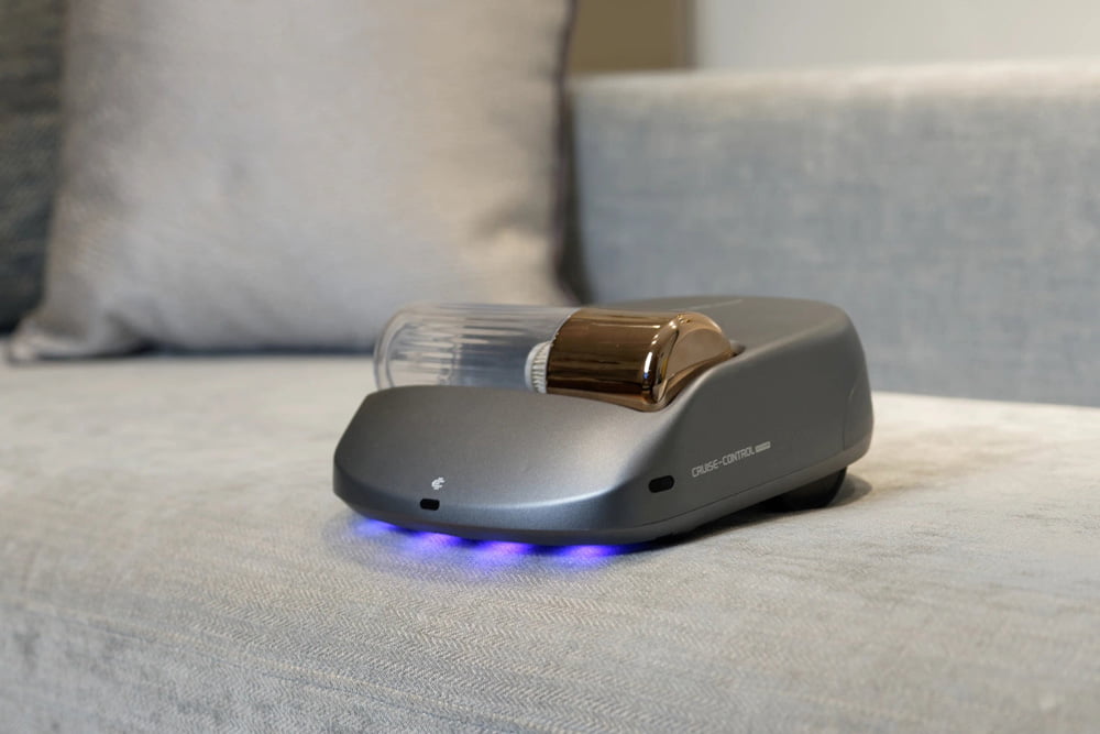 Creatulize X1 on a grey fabric surface with blue lighting