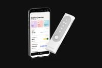 Smartphone and BeamO device displaying health checkup results
