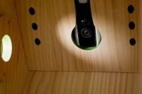 Interior view of the Birddy birdhouse showcasing the built-in monitoring camera