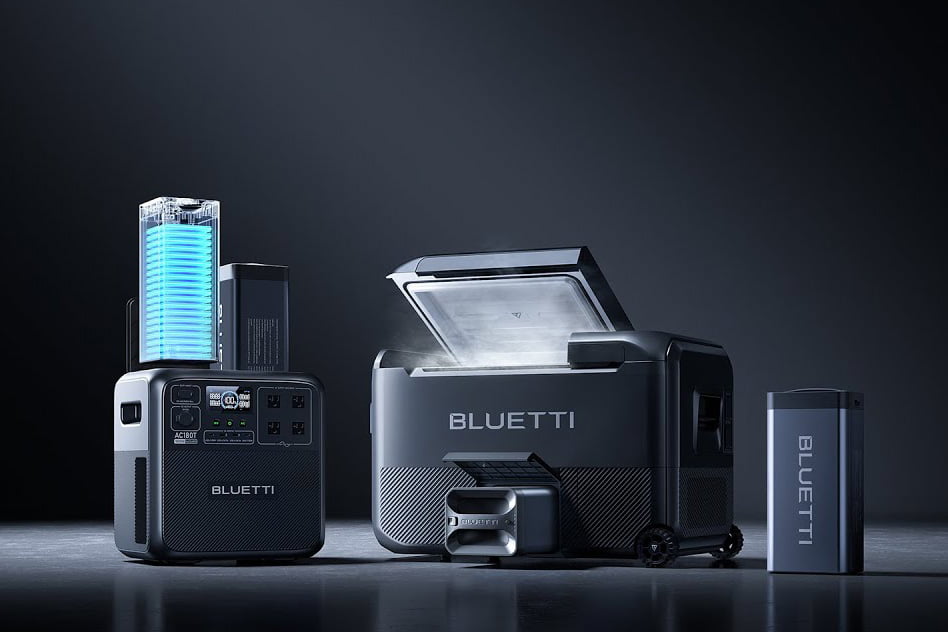 BLUETTI SwapSolar system with fridge and battery unit