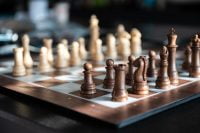 Close-up of GoChess in mid-game