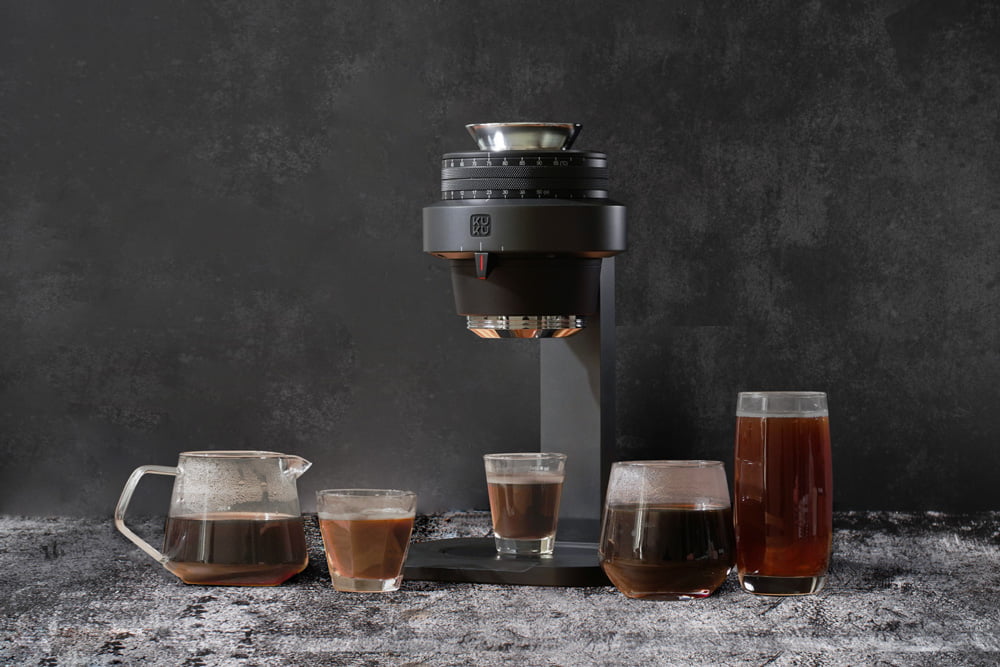KUKU Maker brewing assorted styles of coffee in various glassware