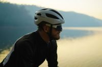 Cyclist wearing Minimis Glass on a foggy road