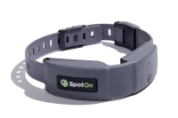 Close-up of the SpotOn GPS dog collar.